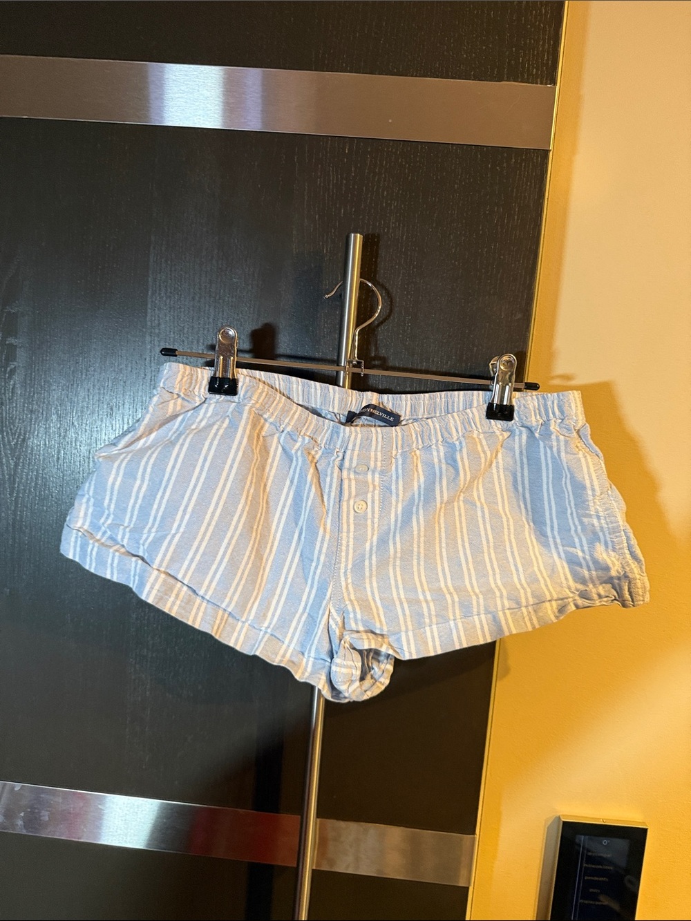 Brandy Melville Light Blue and White Striped High Waist Shorts